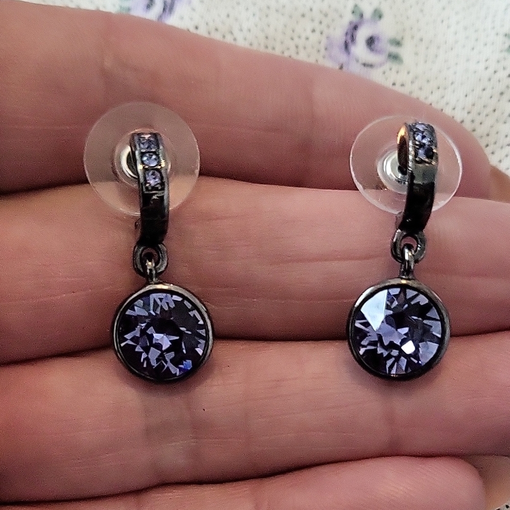 Givenchy Purple Crystal Drop Earrings